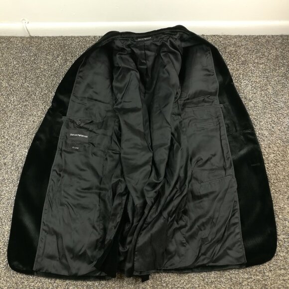 Emporio Armani Blazer Jacket Velvet G Line Herringbone Black 42R - Picture 5 of 13